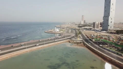Aerial view in new beach Jeddah, Saudi Arabia, Jeddah Waterfront Stock Footage 106964168