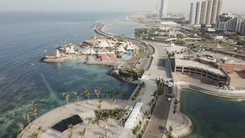 Aerial view in new beach Jeddah, Saudi Arabia, Jeddah Waterfront 스톡 동영상 106964184