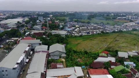 An aerial view of the new car storage location Stock Footage 276580703