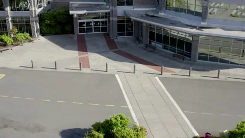 Aerial View of New Construction Building Entrance 3 Stock Footage 135359097