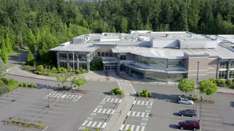 Aerial View of New Construction Building Entrance 2 Stock Footage 135359401