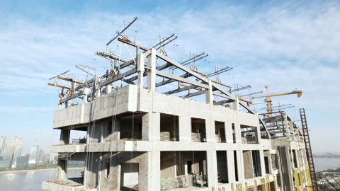 Aerial view of new construction site in hangzhou Video stock 165877083