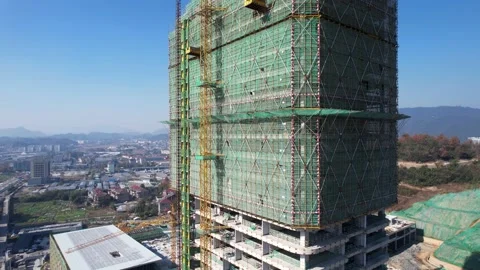 Aerial view of new constructions site Stock Footage 166778355