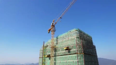 Aerial view of new constructions site Stock Footage 166778791
