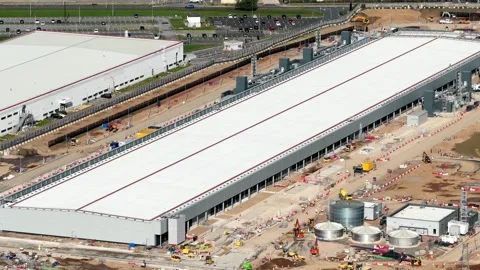 Aerial View of New Data Center Under Construction Stock Footage 346500698