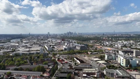 Aerial View of New Data Center Campuses Under Construction in Frankfurt, Germany Stock Footage 347371667