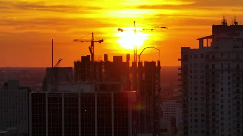 Aerial view of new developing residense in american urban area at sunset. Tower Stock Footage 243339459