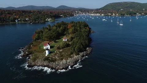 Aerial view of New Enland island Stock Footage