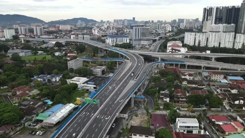 Aerial view of new highway which connect Ampang to Cheras, Kuala Lumpur Stock Footage 219212953