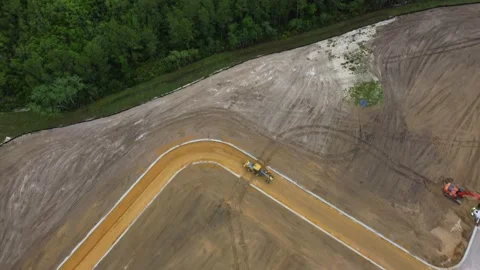 Aerial view of a new housing complex being developed Stock Footage 239488636
