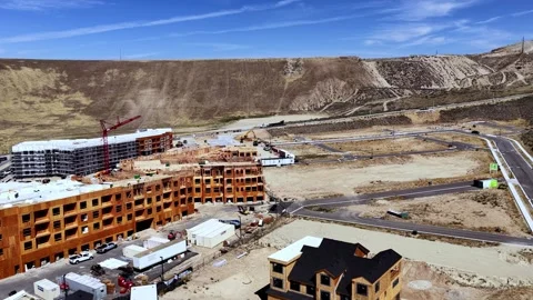 Aerial view of new housing construction in Lehi, United States. Stock Footage 345082882