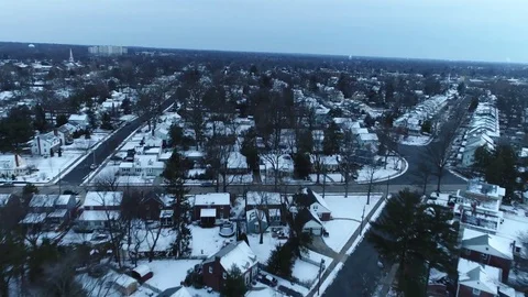 Aerial View of New Jersey after Snow Stock Footage 81502353