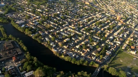 Aerial view of New Jersey and suburbs, New York State, NY, USA Stock Footage