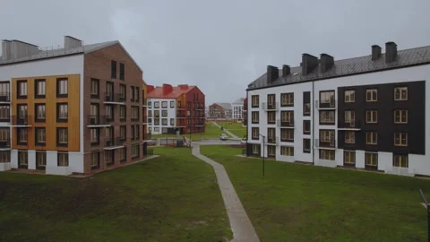 Aerial view of a new residential complex, suburban residential complex Stock Footage 319780657