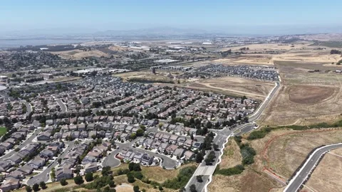 Aerial View of New Road Construction on Golden Hills Above American Canyon, 4K Vídeo Stock 337975808