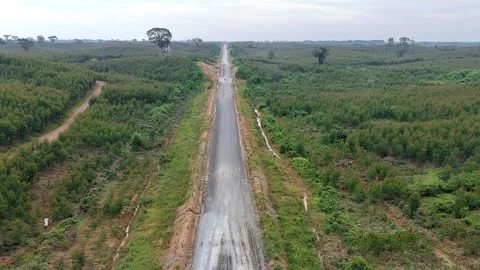 Aerial View New Road Construction Rural Development 4K Vídeos de archivo 339514092
