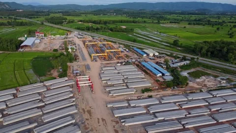 Aerial view of a new road development or highway under construction. Video stock 279620887