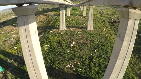 Aerial view of the new train line to Jerusalem Israel,  Aerial follow footage Video stock 72135282