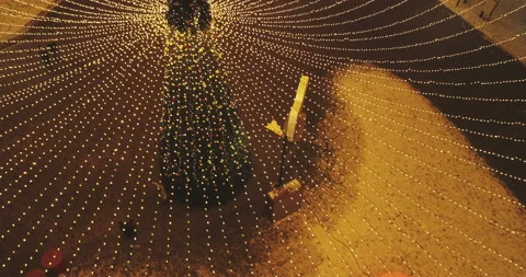 Aerial view of new year tree in city center Stock Footage 99831135