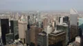Aerial View of New York City, Skyscraper Tower Roofs, Crowded Corporate Offices HD Footage