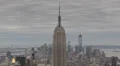 Aerial View New York City Skyline Empire State Building Business Center Cloudy HD Footage