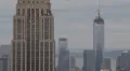 Aerial View New York City Skyline One World Trade Center WTC Under Construction HD Footage