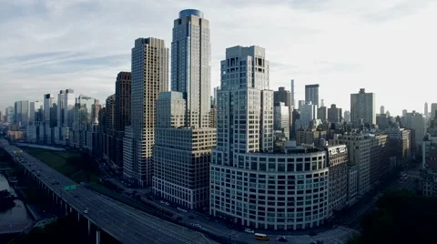 Aerial view of new york city skyline. cityscape metropolis. Shot on Red Epic Stock Footage
