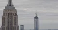 Aerial View of New York City World Trade Center Tower and Empire State Building 4k or 4k+ Resolution
