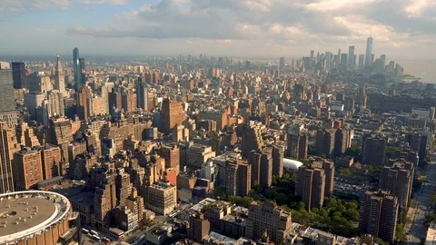 Aerial view of New York, Lower Manhattan. Residental and financial business Stock Footage 90902434