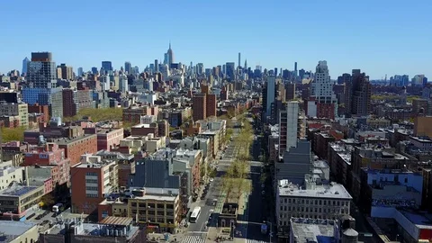 Aerial view of New York, rooftops, Empire State building 4K Stockbeeldmateriaal 90356528
