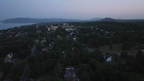 Aerial view of Newburgh at dusk Видео 343967238