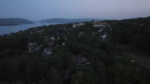 Aerial view of Newburgh at dusk Видео 343967348