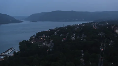 Aerial view of Newburgh at night Видео 343967829