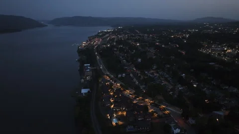 Aerial view of Newburgh at night Vidéo 343968361