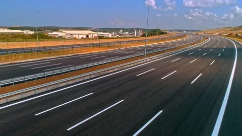 Aerial view of newly completed highway Stock Footage 319073306