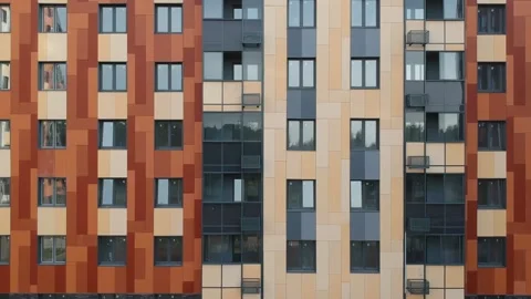 Aerial view of a newly constructed high-rise multi-storey apartment building Stock Footage 158117640
