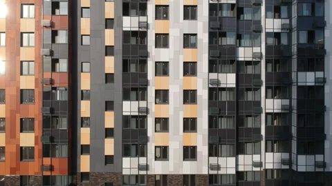 Aerial view of a newly constructed high-rise multi-storey apartment building Stock Footage 158117791