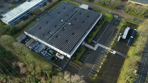 Aerial view of next-generation tech infrastructure in Milton Keynes designed Stock Footage 333022010
