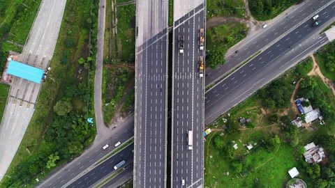 Aerial View of NH 48 Connecting to the Delhi–Mumbai Expressway Видео 341548020