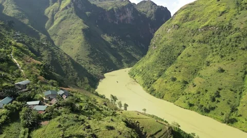 Aerial View of Nho Que River Canyon in Ha Giang, Vietnam Stock Footage 334619918