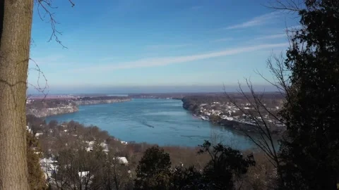 Aerial view of Niagara River, winter Stock Footage 230248331