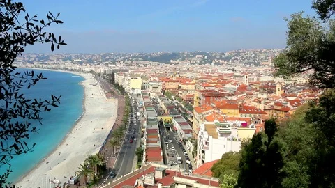 Aerial view of Nice beach. Video stock 108933438