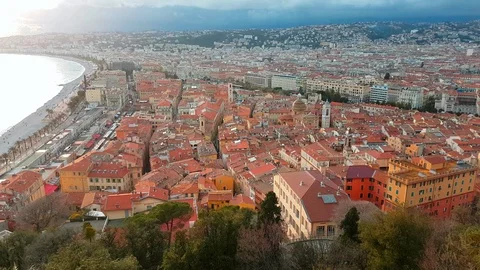 Aerial View of The Nice Old Town French Riviera Video stock 87040779