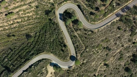 Aerial view of Nice S-shaped road on the Costa Brava. Stock Footage 303376608