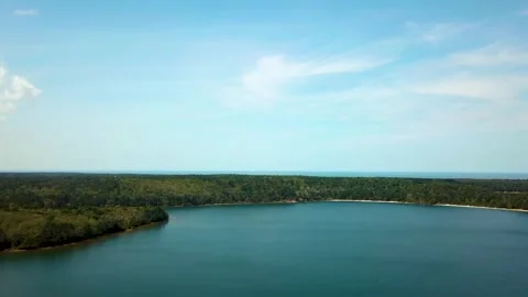 Aerial view of Nickerson State Park on Cape Cod, Brewster, Massachusetts 스톡 동영상 301036973