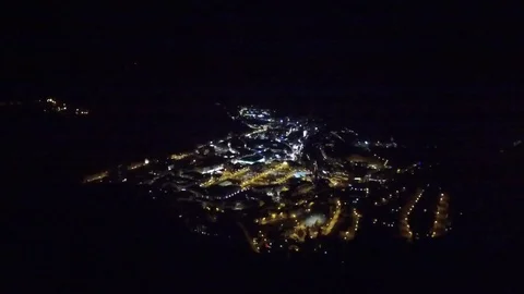 AERIAL VIEW OF NIGHT IN ANDORRA Stock Footage