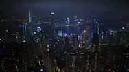 Aerial View Of Night Hong Kong From The Peak Victoria Stock Footage