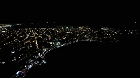 Aerial view at night - Olas altas, cerro de la neveria from right to left Stock Footage 60061724
