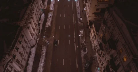 Aerial view of night streets in downtown city Stock Footage 121546953
