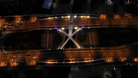 An aerial view of night time traffic in Seoul, South Korea Stock Footage 108453680